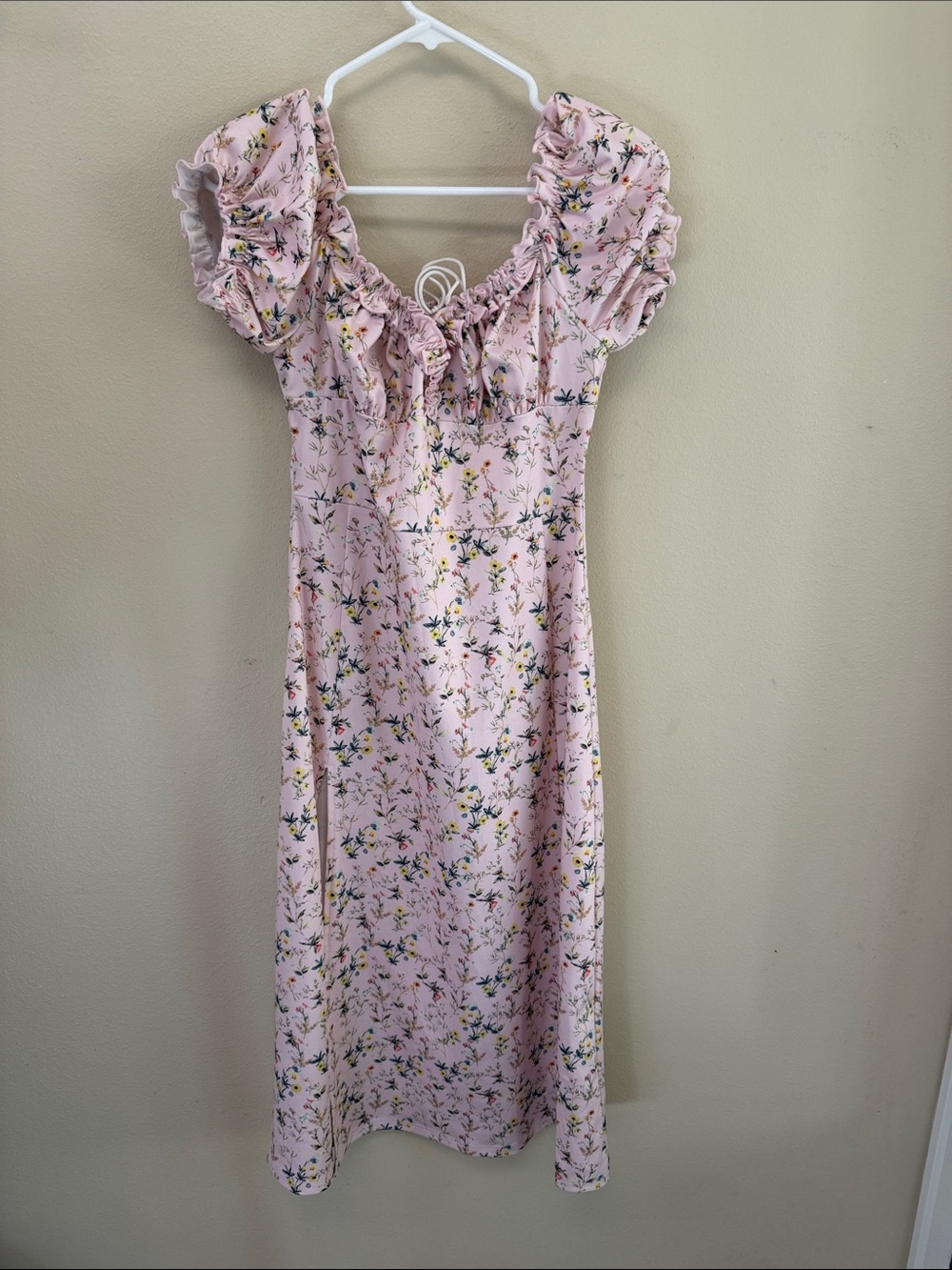 Cider Pink Floral Ruffle-Sleeve Maxi Dress
